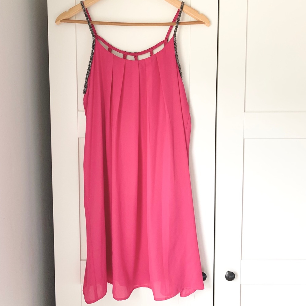 Hot Pink Beaded Dress
